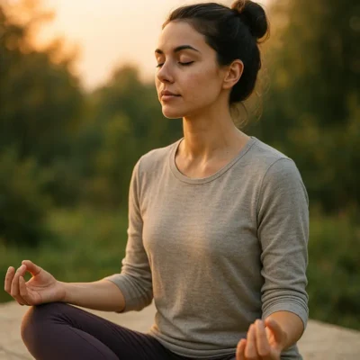 A diverse group of people meditating outside, representing unity and diverse practices in modern spirituality.