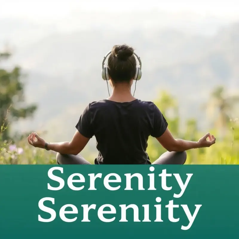 Imagery of a serene meditation experience enhanced by soothing music.